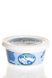 A white tub of Boy Butter H20 based personal lubricant.