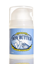 Boy Butter H20 based cream lubricant in a 2 oz bottle.