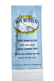 Single-use packet of Boy Butter H2O water-based cream lubricant.