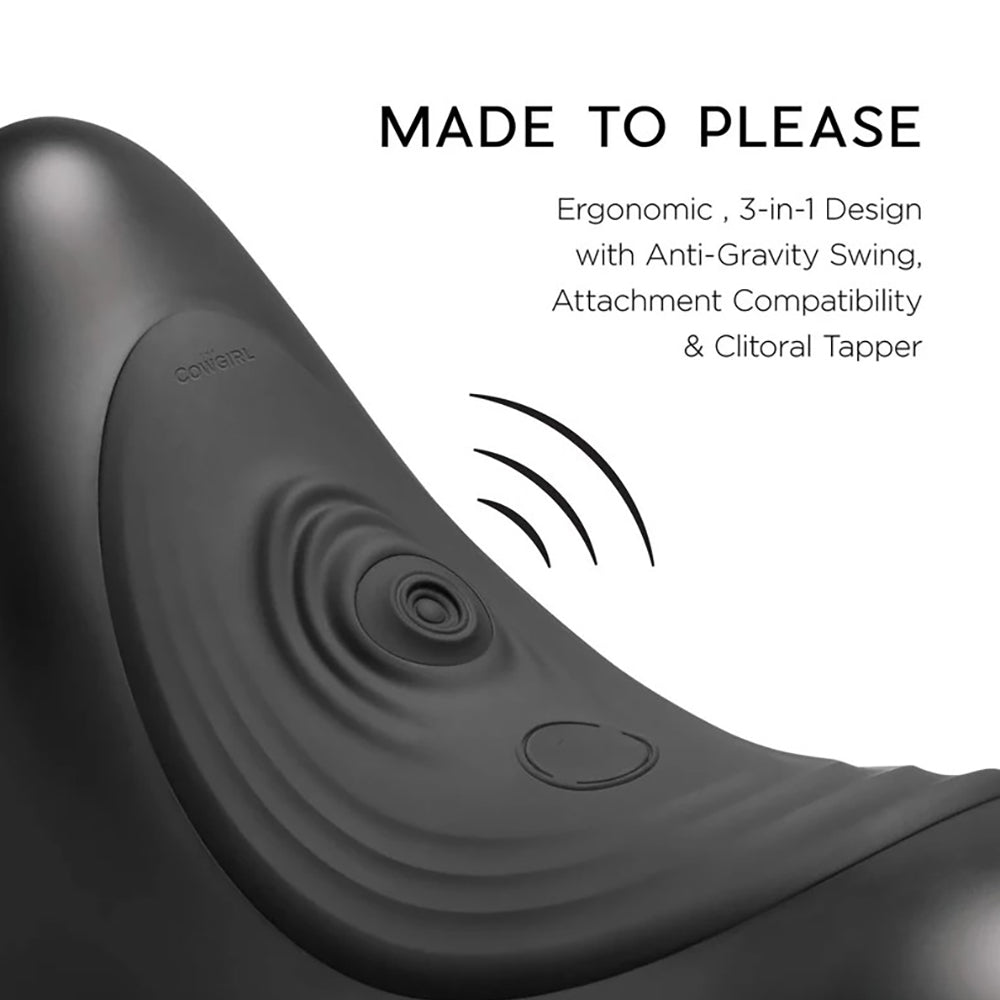 Black Cowgirl Saddle sex machine with a textured surface and control buttons.