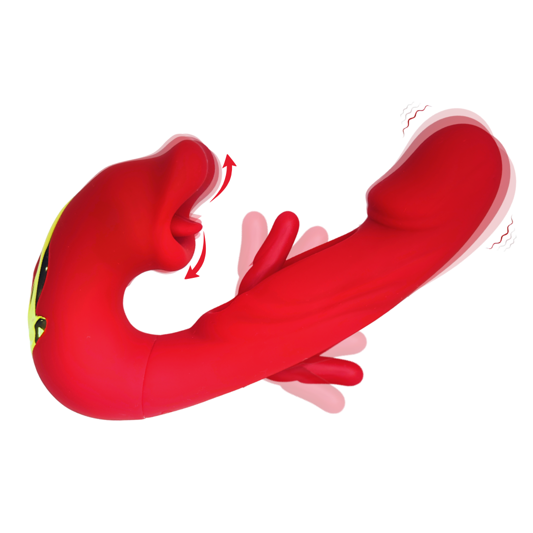 Curiosity dual-zone rechargeable personal massager in red.