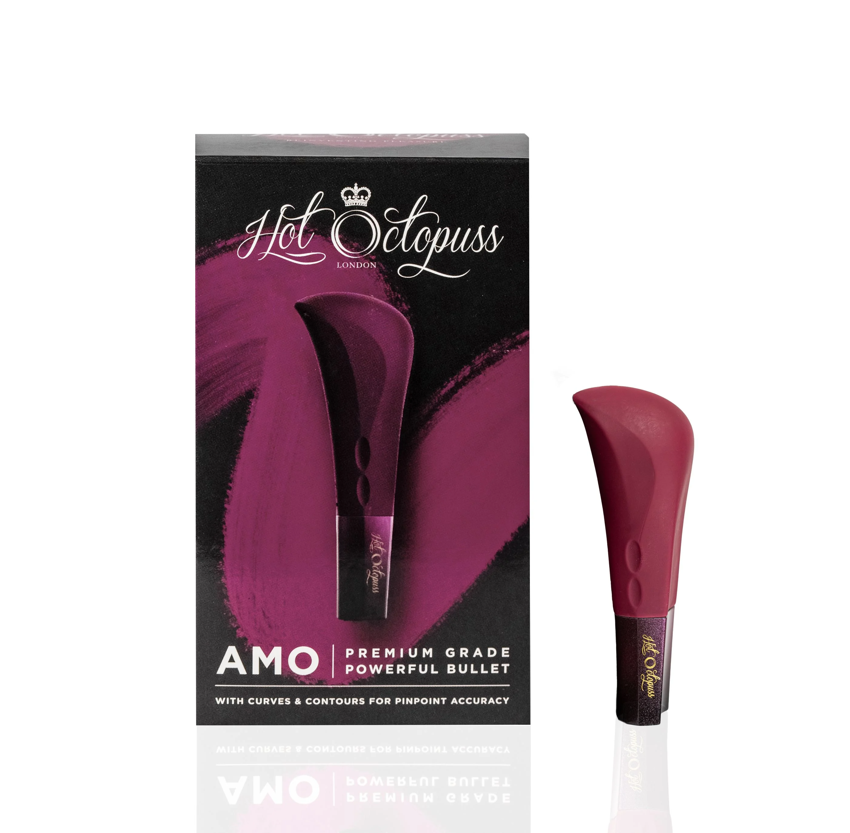 Amo waterproof silicone bullet vibrator by Hot Octopuss in burgundy.