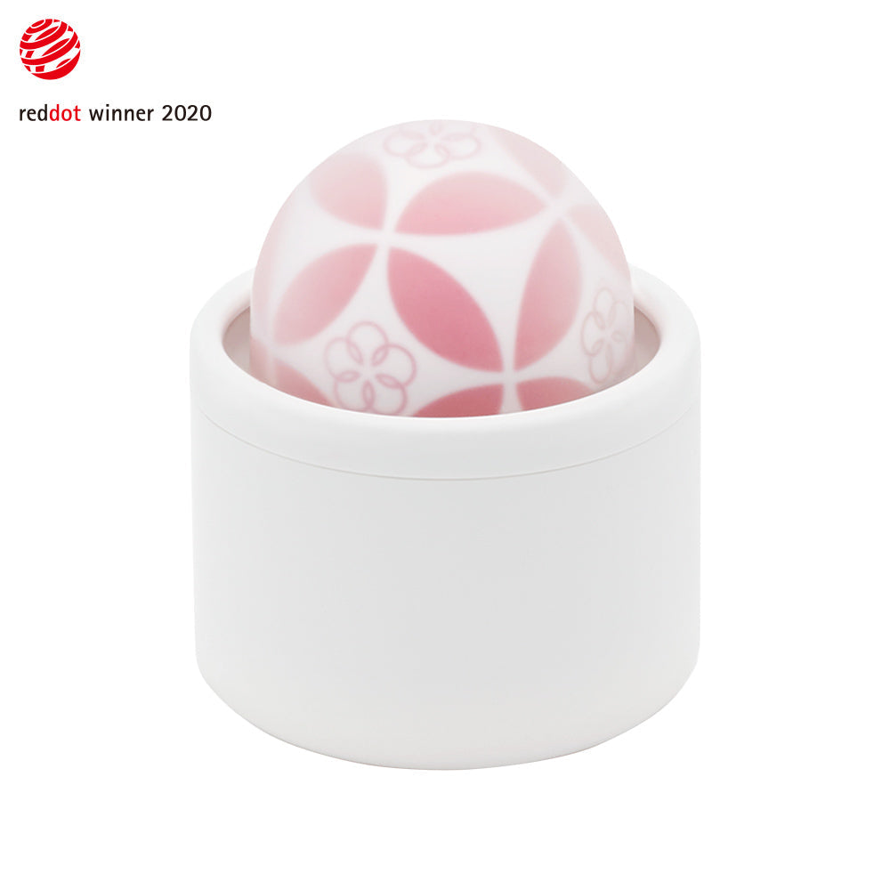 Temari Hana waterproof rechargeable silicone massager with pink floral pattern.