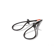 Black e-stim penis and scrotum strap set made of medical silicone.