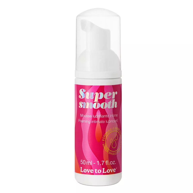 Super Smooth Lubricant Foam by Love to Love in a pink bottle.