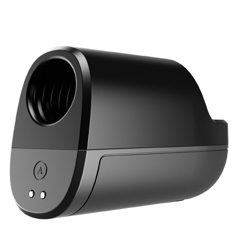 Black male stroker with a circular opening and two small indicator lights.