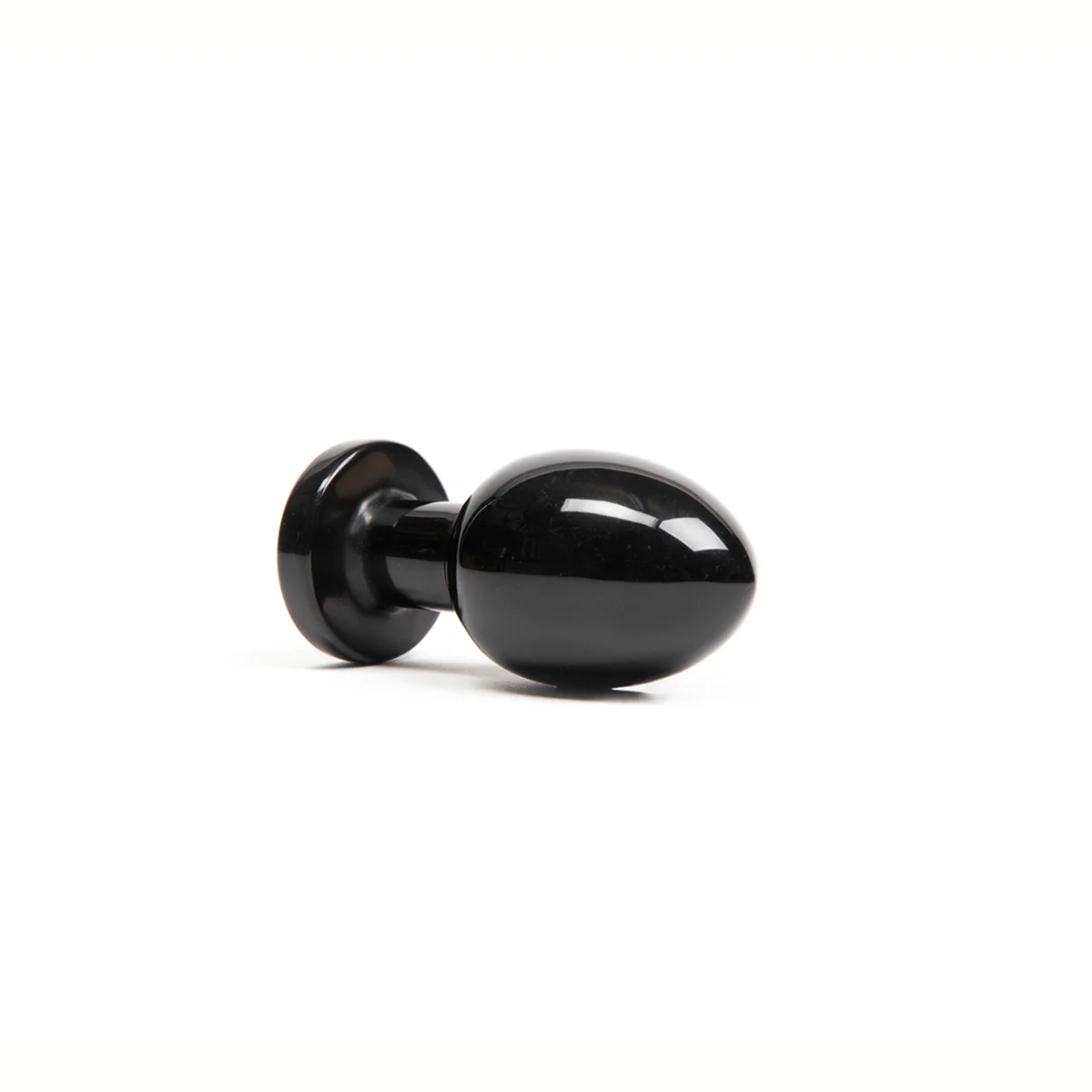A black obsidian anal wand with a flared base.
