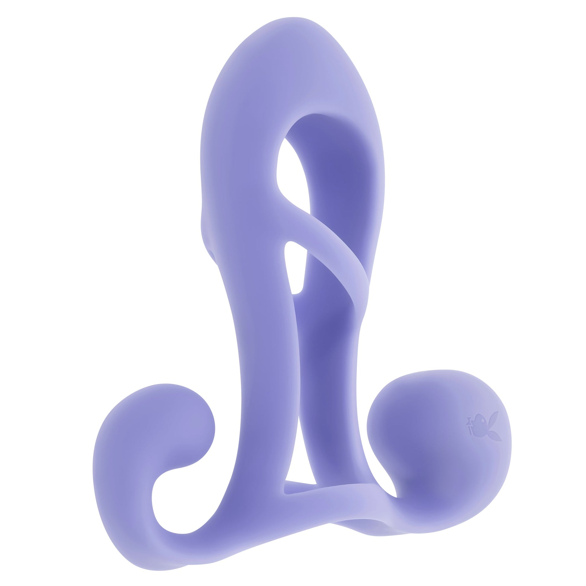 A purple silicone vibrating penis enhancer cage with a Playboy bunny logo.