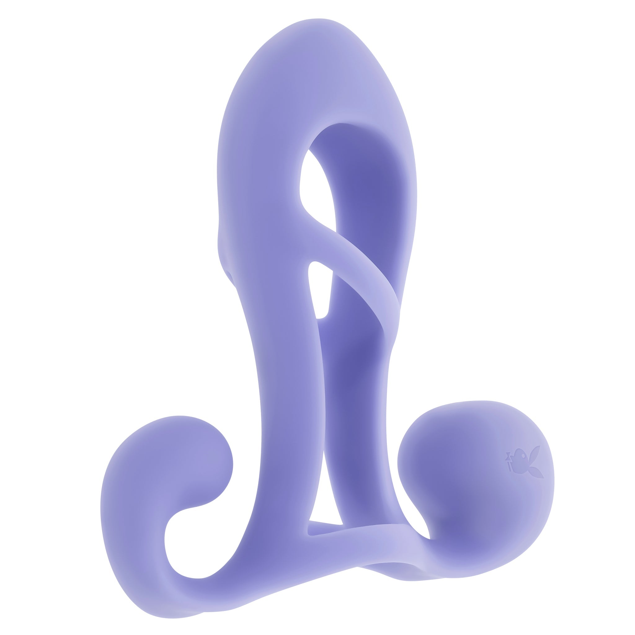 A purple silicone vibrating penis enhancer cage with a Playboy bunny logo.
