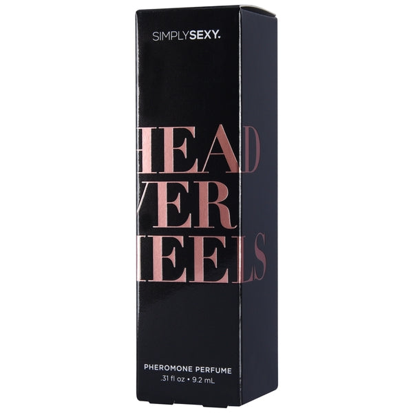Simply Sexy Head Over Heels pheromone perfume spray in a black box.
