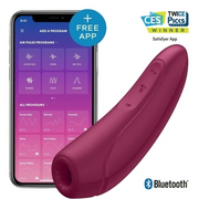 Rose red app-controlled clitoral air pulse vibrator with Bluetooth connectivity.