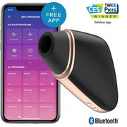 Black Satisfyer Love Triangle app-controlled clitoral vibrator with Bluetooth.