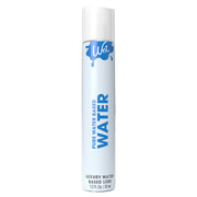 A white bottle of Wet water-based personal lubricant with blue text.