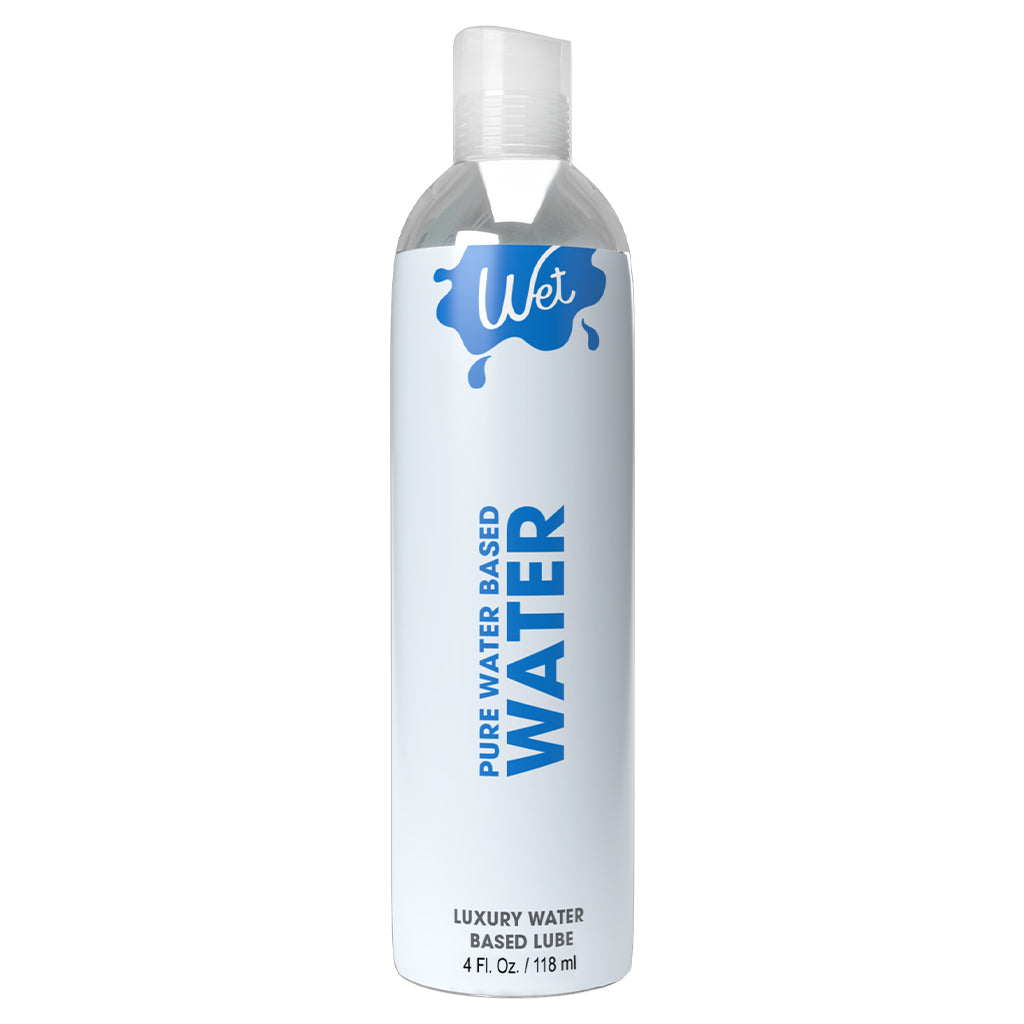 A bottle of Wet brand water-based personal lubricant.