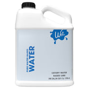 A gallon jug of Wet water-based personal lubricant with a blue label.