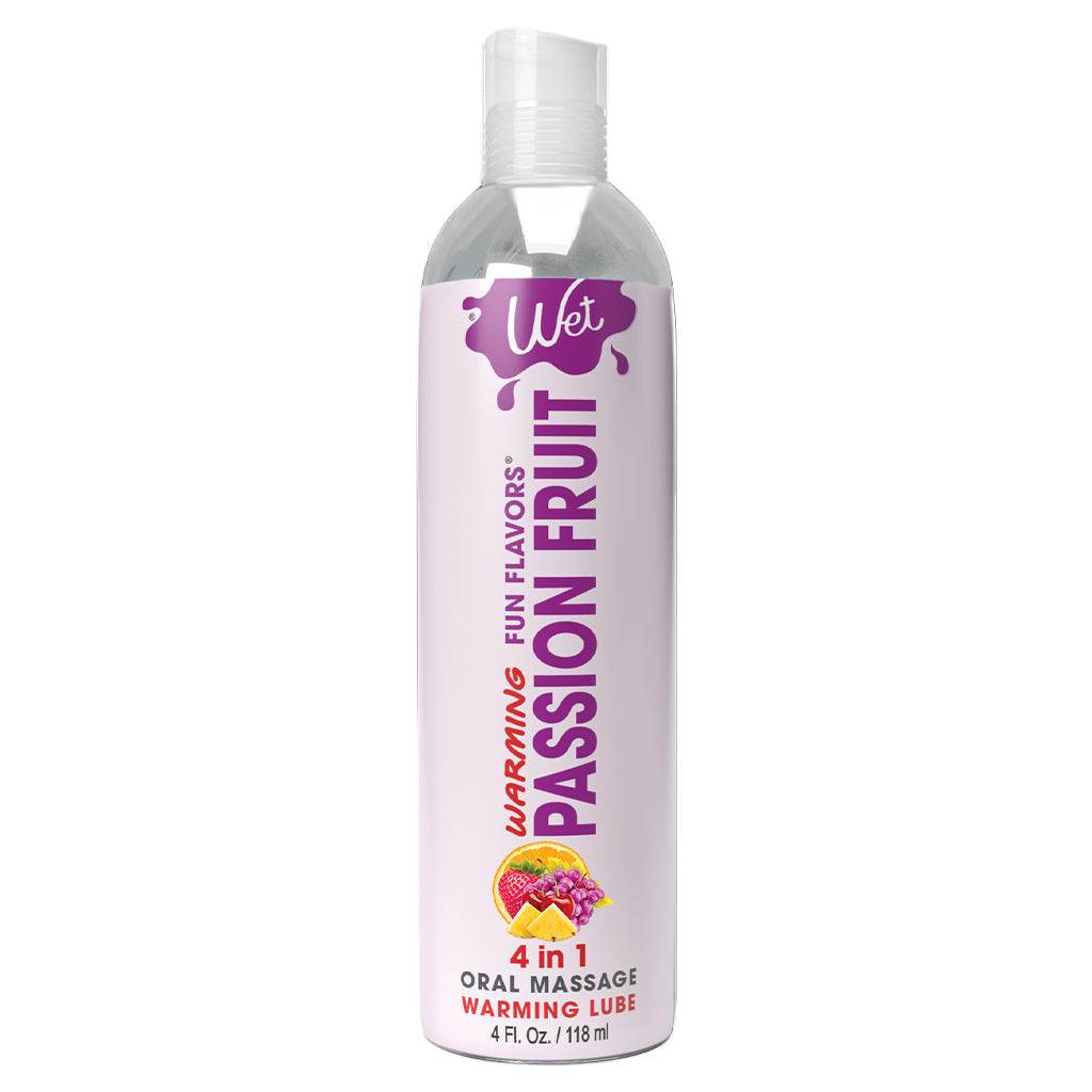 Wet Passion Fruit Warming Lubricant in a 4oz bottle.