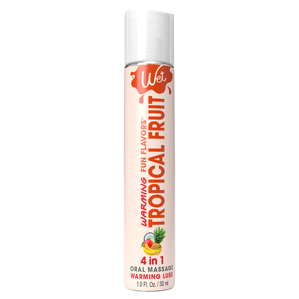 Wet Tropical Fruit warming flavored lubricant in a 30 ml bottle.