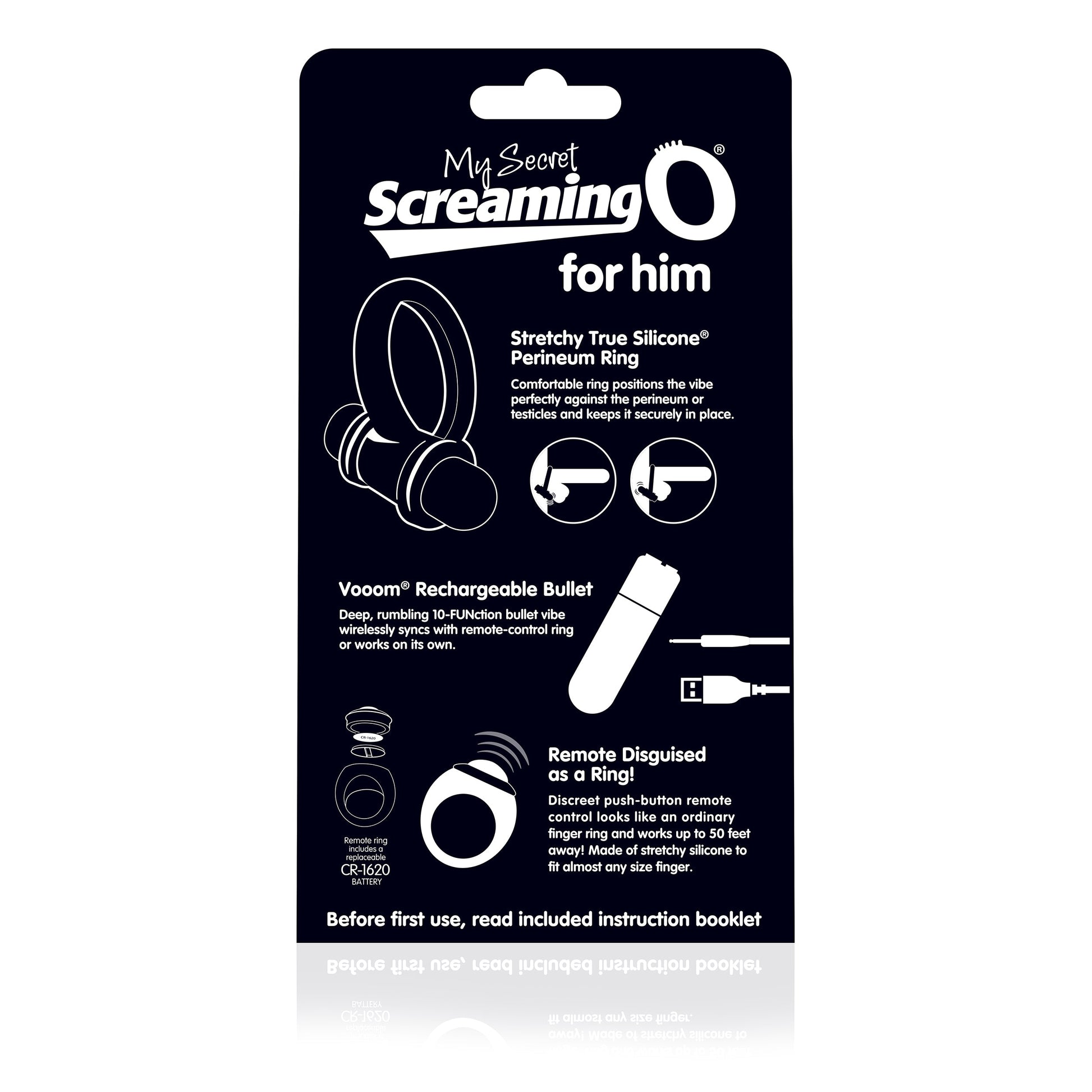 Screaming O for him rechargeable bullet vibe and remote ring.