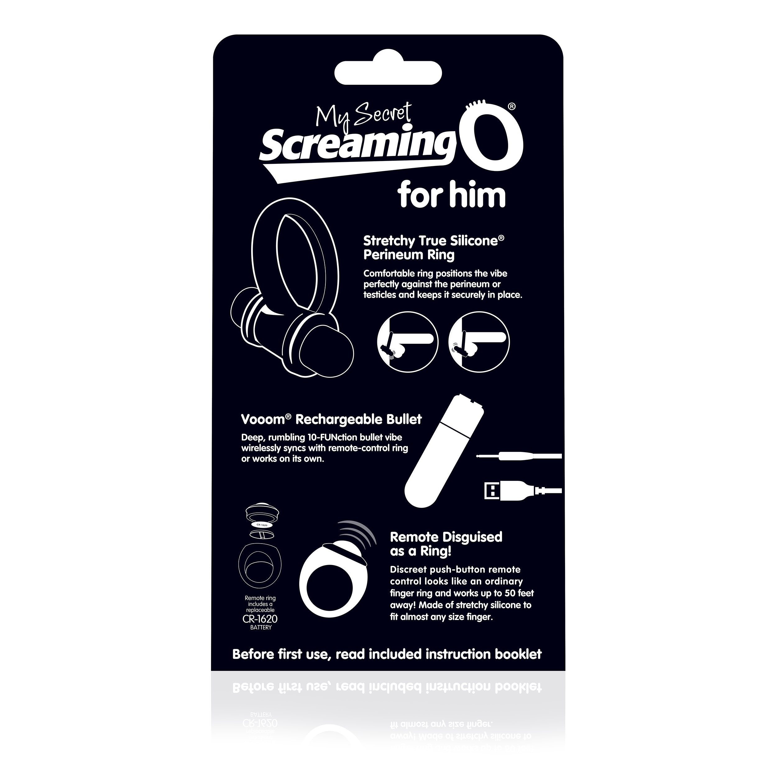 Screaming O for him rechargeable bullet vibe and remote ring.