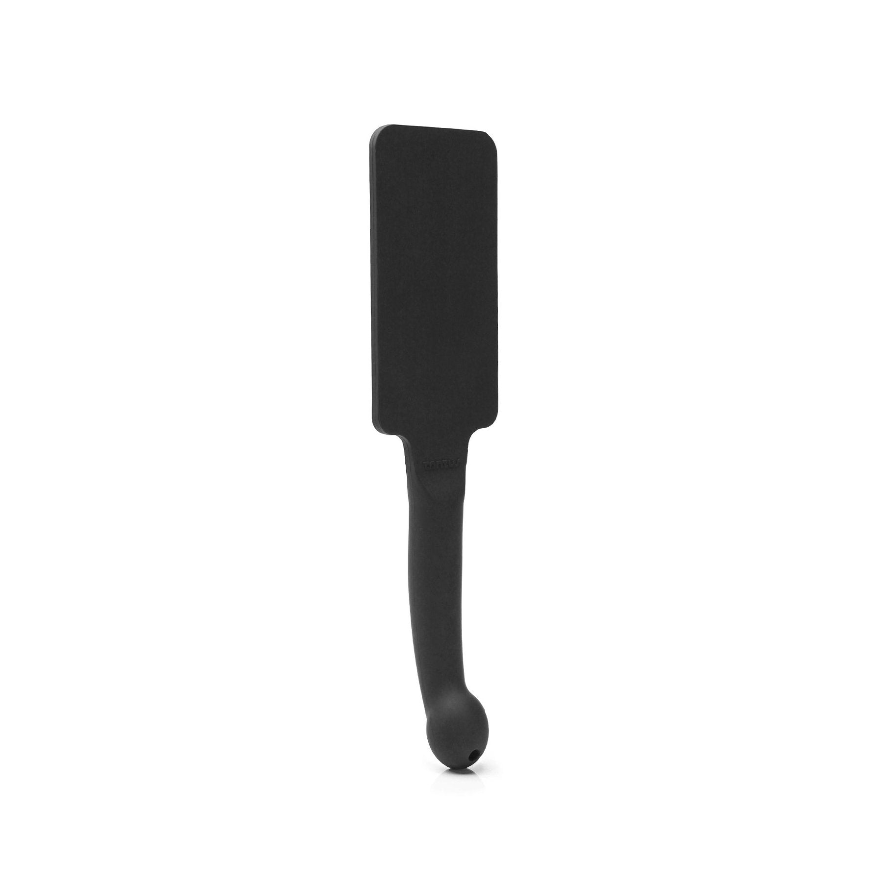 Black silicone paddle with a rounded insertable end.
