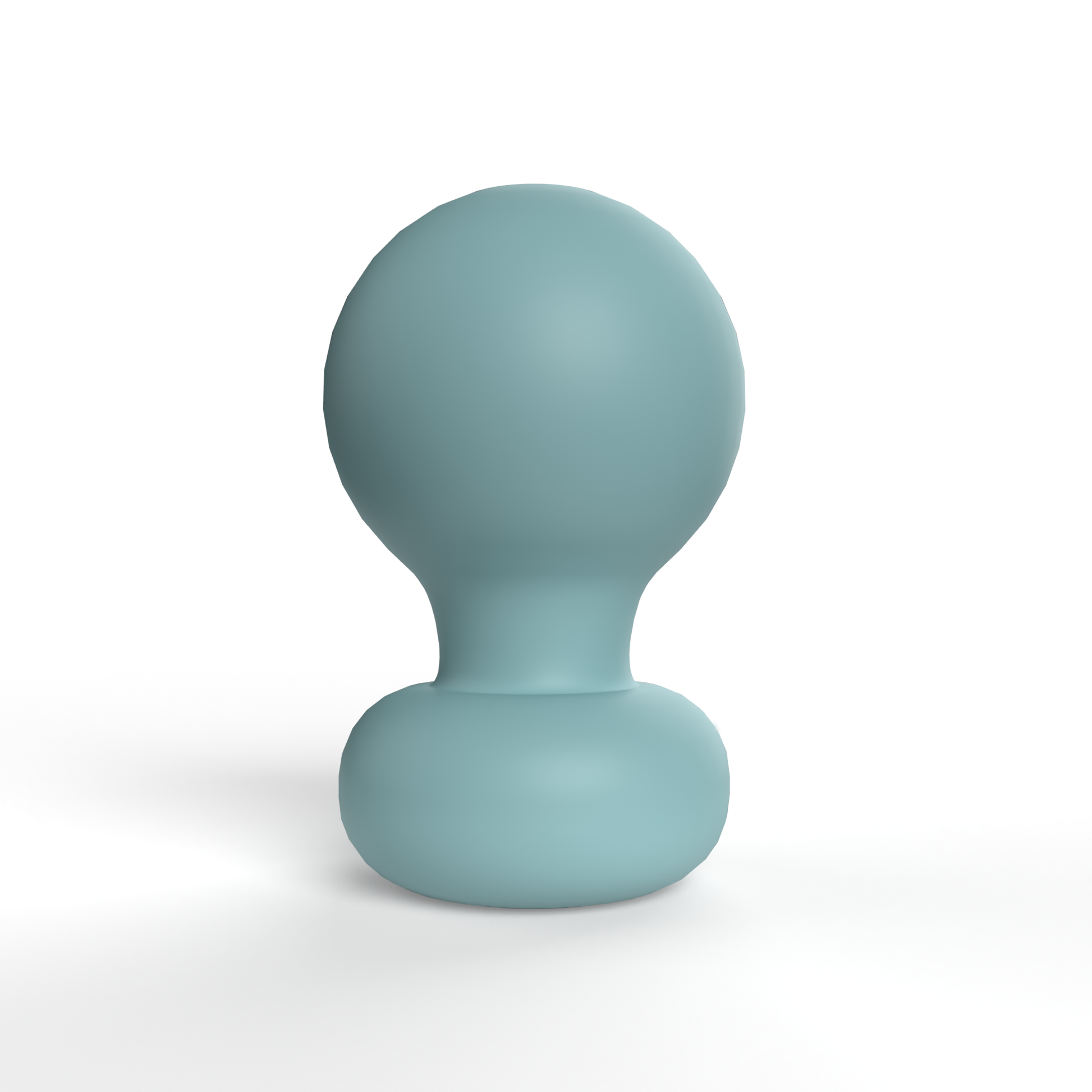 Powder blue rechargeable silicone palm vibrator.