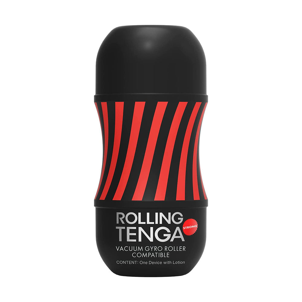 Black and red Tenga Gyro Roller Strong masturbator cup.