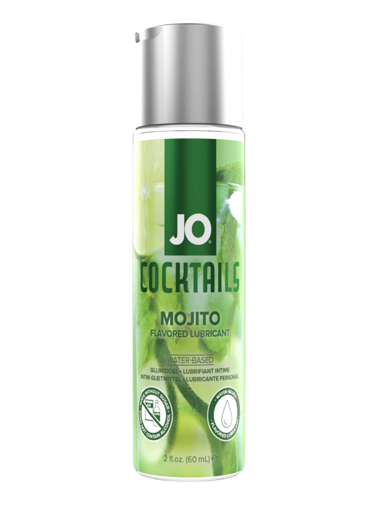 JO Cocktails Mojito flavored water-based lubricant in a 2 oz bottle.