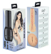Rae Lil Black stroker with textured sleeve and anatomical detail.