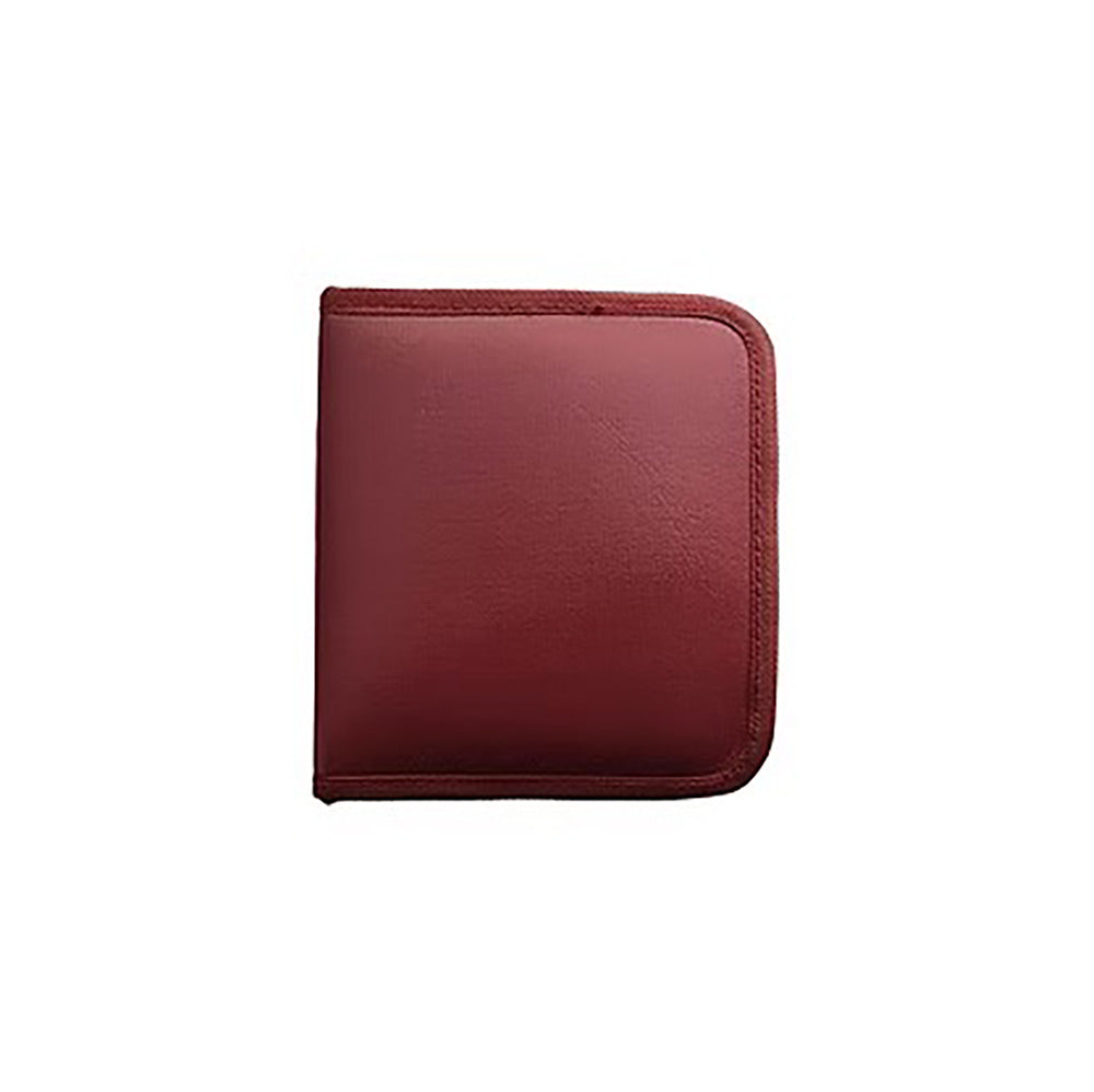 Red zippered case with rounded corners.