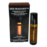 Kama Sutra Leather Pheromone Fragrance Oil roll-on bottle and box.