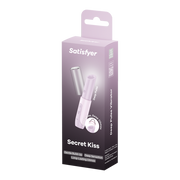 Satisfyer Secret Kiss vibrator in pink with a silver charging cap.