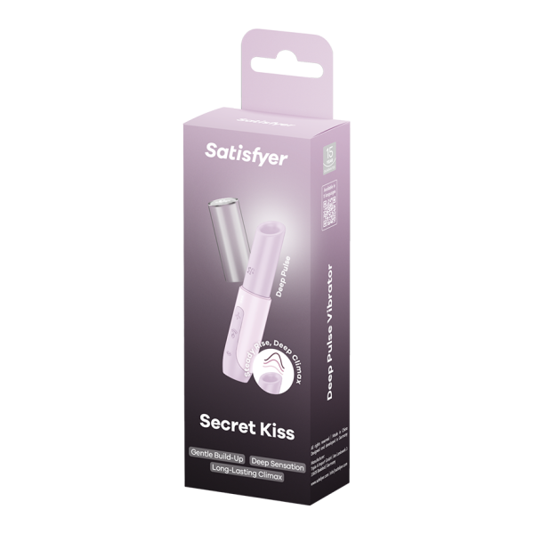 Satisfyer Secret Kiss vibrator in pink with a silver charging cap.