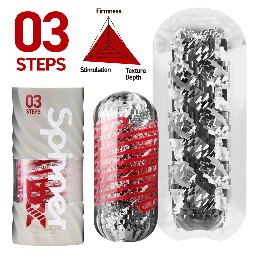 Tenga Spinner DX 03 Steps Spiral Male Masturbator with textured interior.