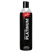 Wet Platinum Pure Silicone Luxury Lubricant in a black bottle.