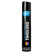 A black bottle of Wet Tingling Peppermint Hybrid Lube with blue and orange accents.