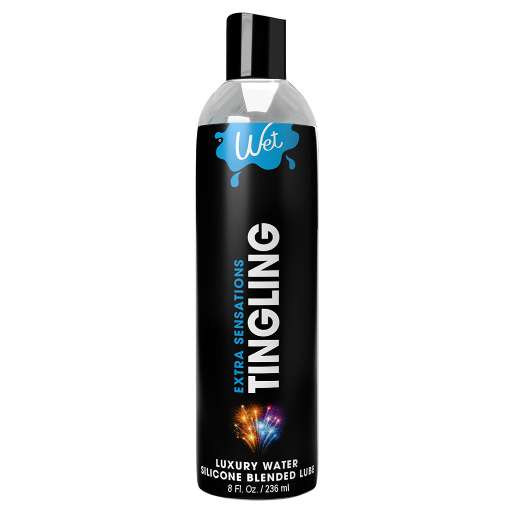 Wet Tingling Hybrid Personal Lubricant bottle with "Wet" and "Tingling" text.