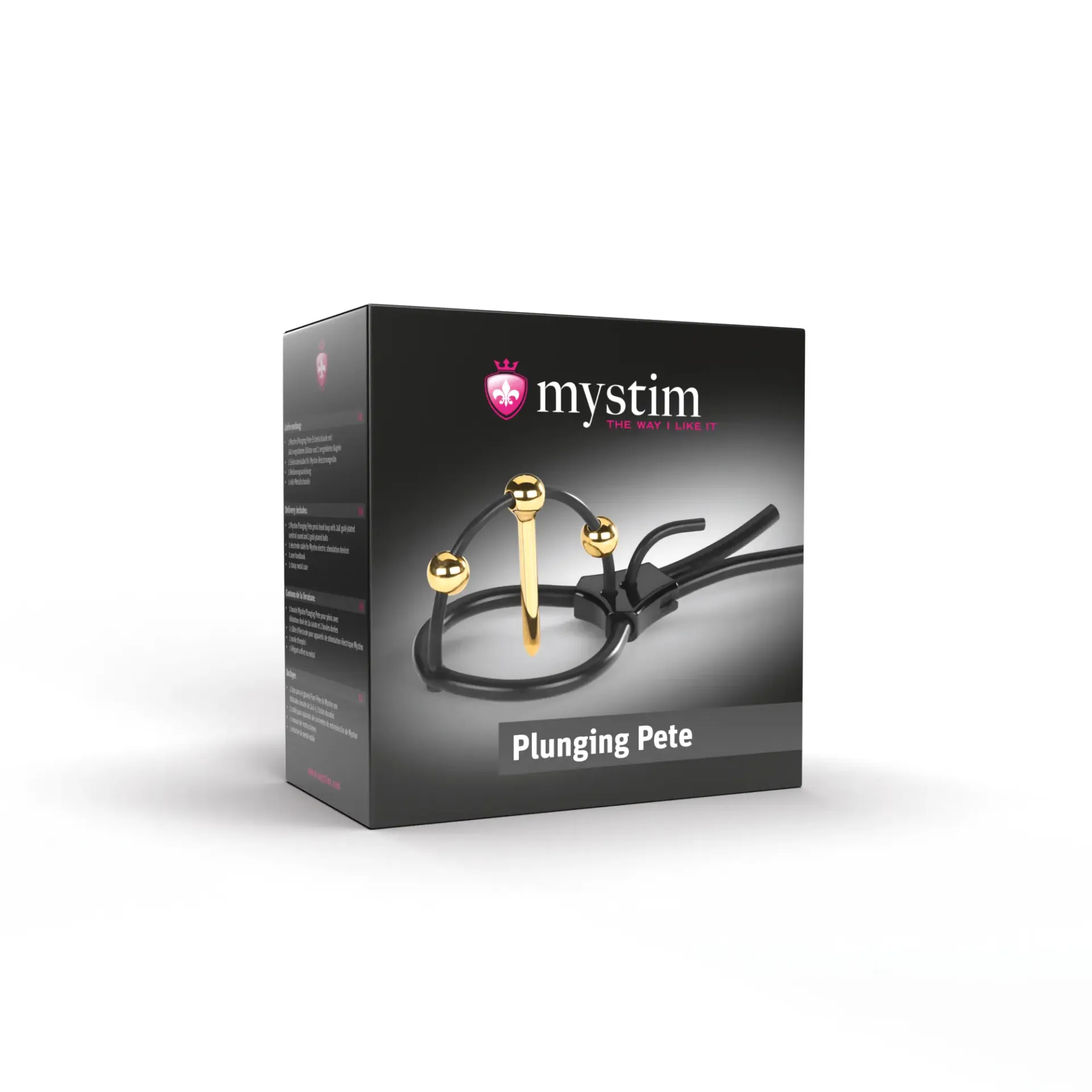 Mystim E-Stim Corona Strap with 24k gold urethral sound.