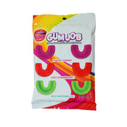 Bag of assorted fruit flavored gummy candy teeth covers.