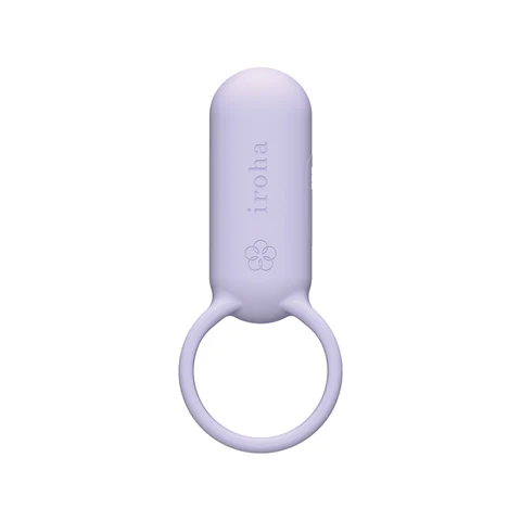 A very peri vibrating ring with the brand name "iroha" and a flower logo.