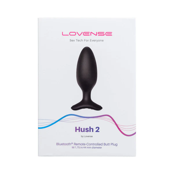 Lovense Hush 2 app-controlled vibrating butt plug in black.