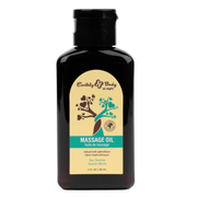 Earthly Body Sea Jasmine massage oil in a dark bottle with a yellow label.