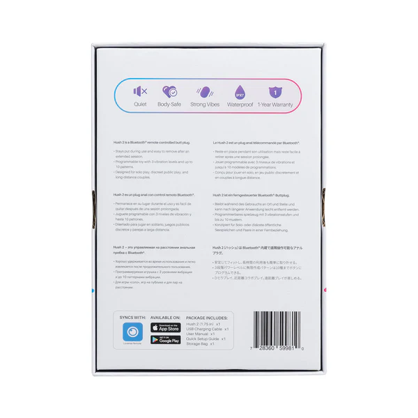 App-controlled vibrating butt plug with Bluetooth and 1-year warranty.