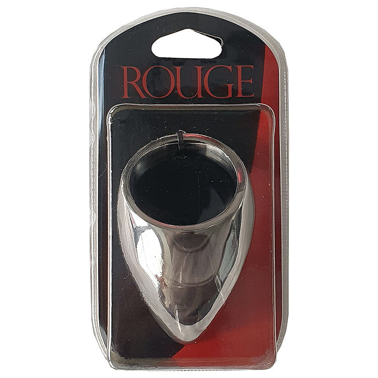 Stainless steel tear drop cock ring with prostate stimulator in packaging.