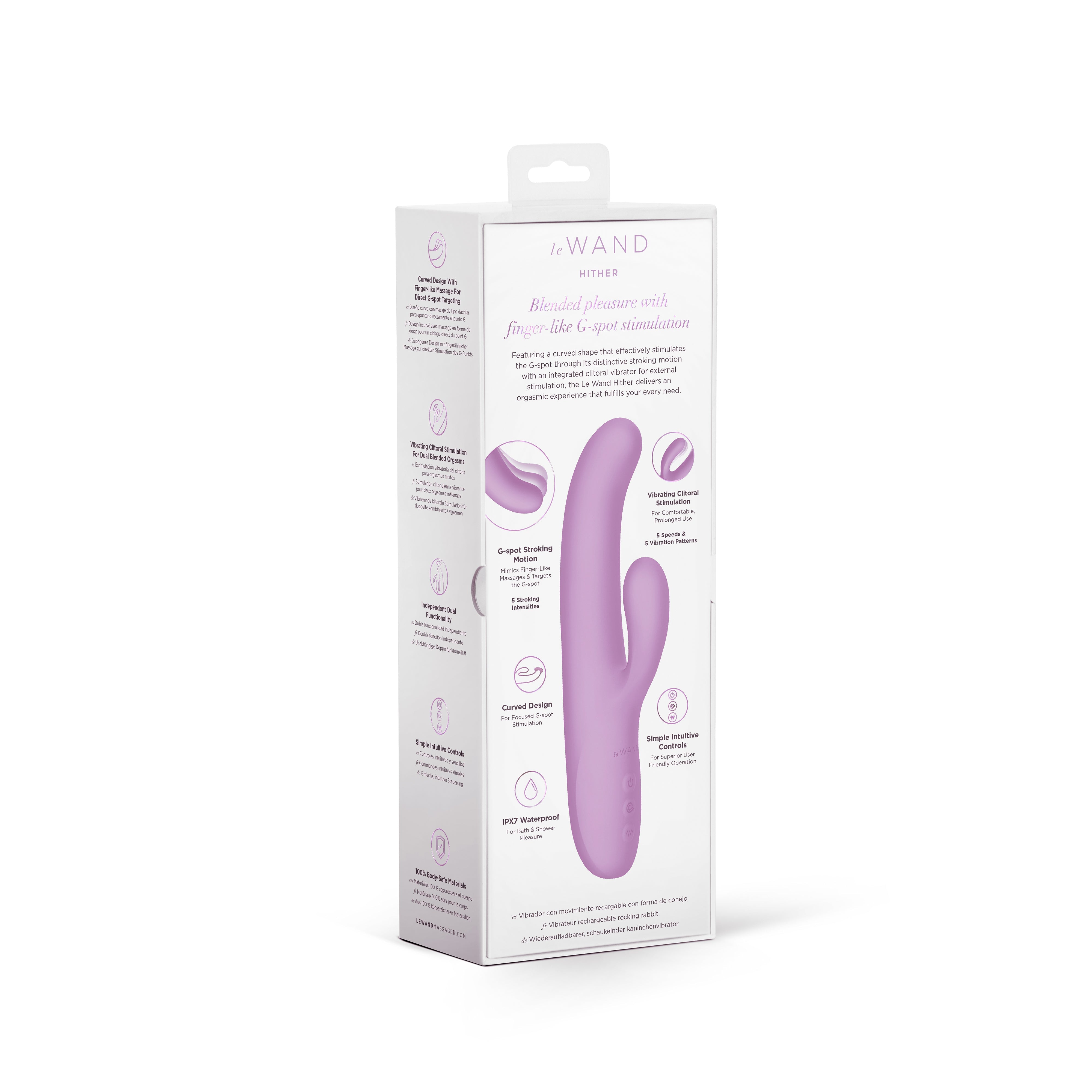 A purple rabbit-shaped vibrator with a curved design for G-spot stimulation.