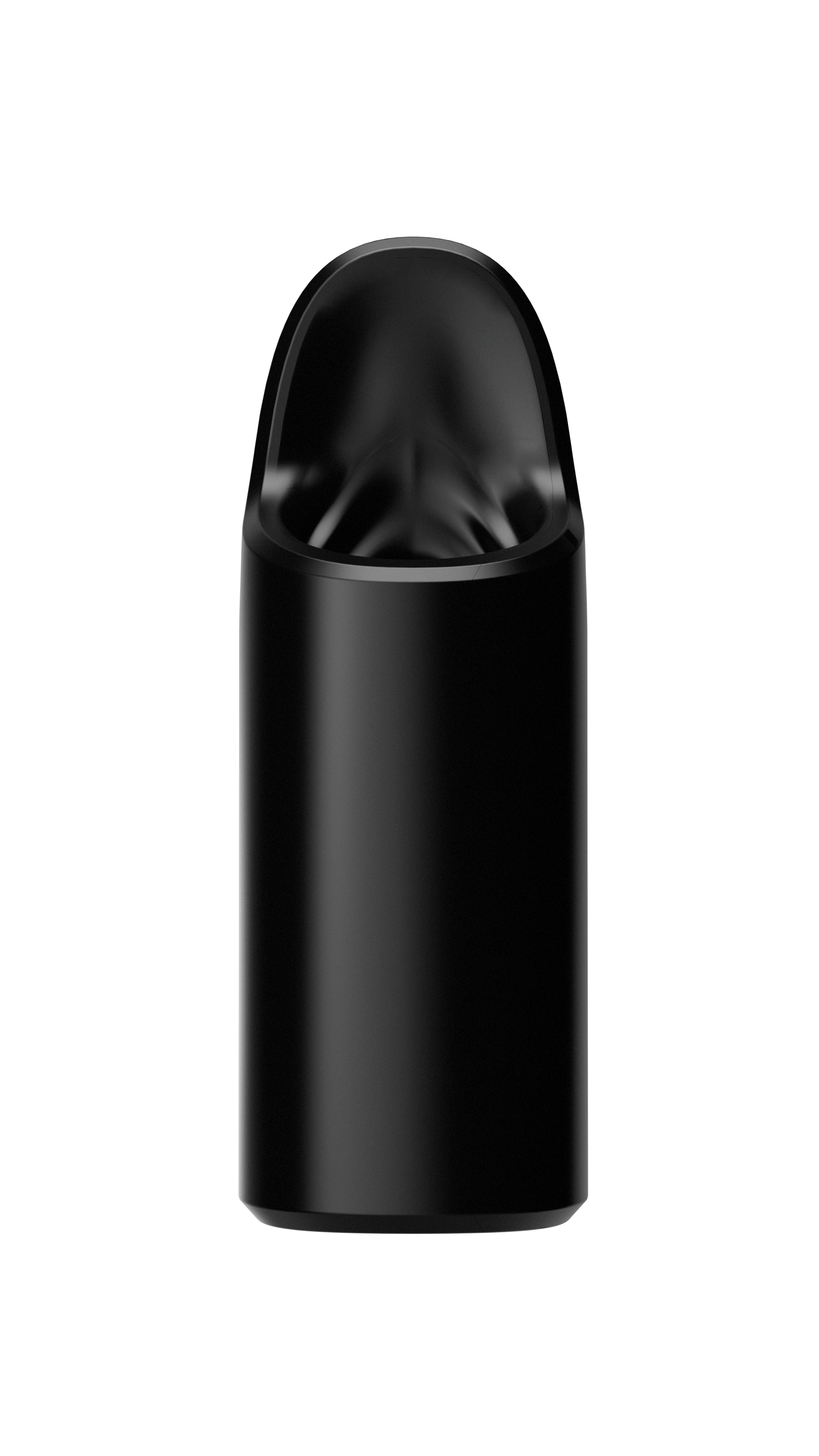 Black male stroker with textured interior and smooth exterior.