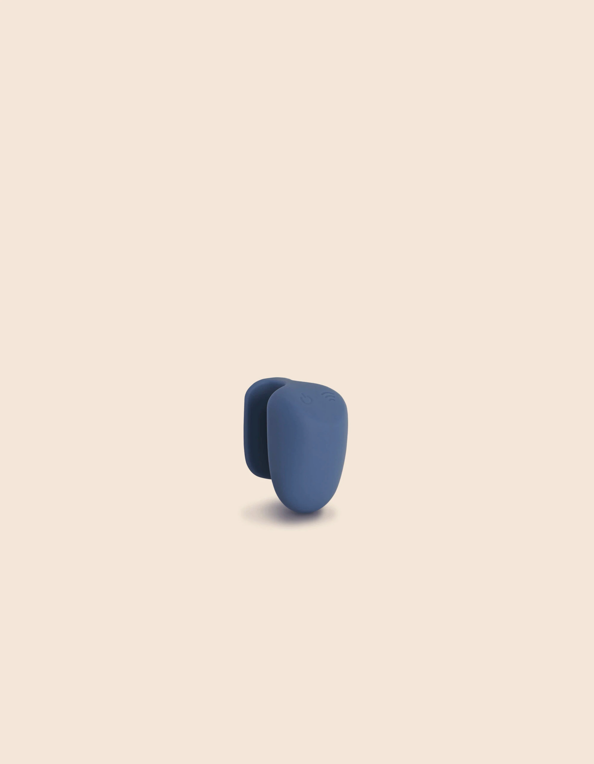 Blue wearable remote control vibrator with charging case.