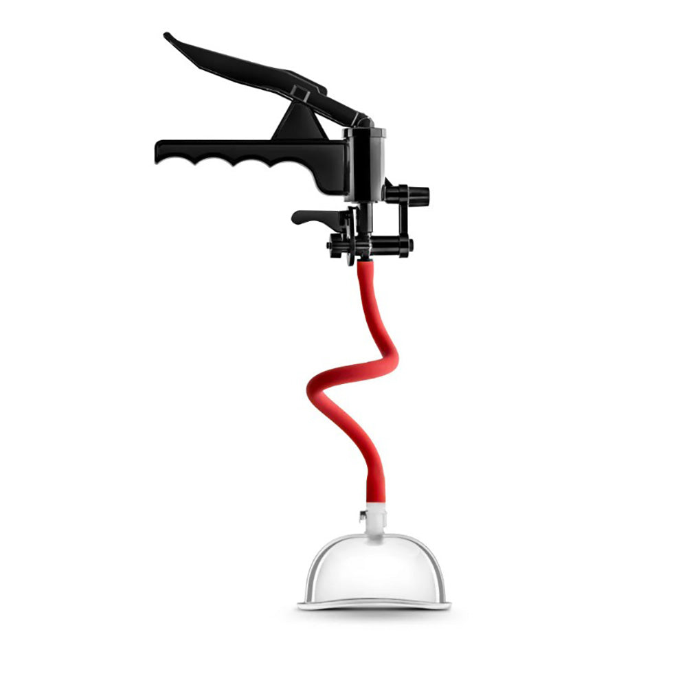 Black pump with red hose and clear cup.