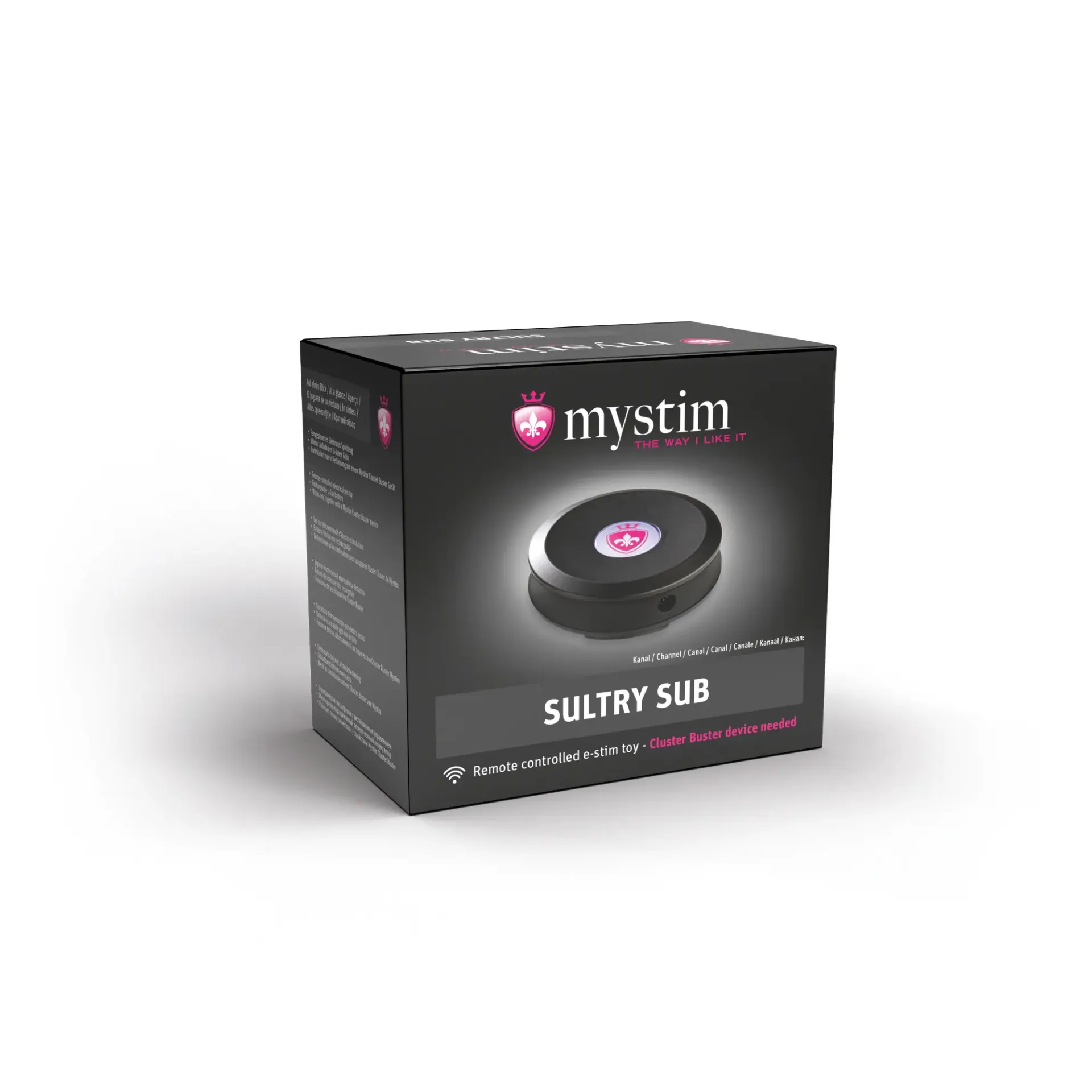 Mystim E-Stim Receiver Channel 2, a rechargeable remote device.