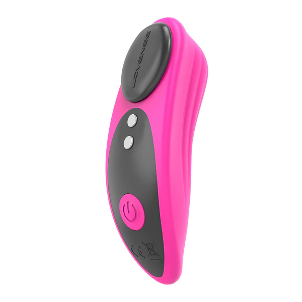 A pink and gray Lovense remote-controlled vibrating panty toy.