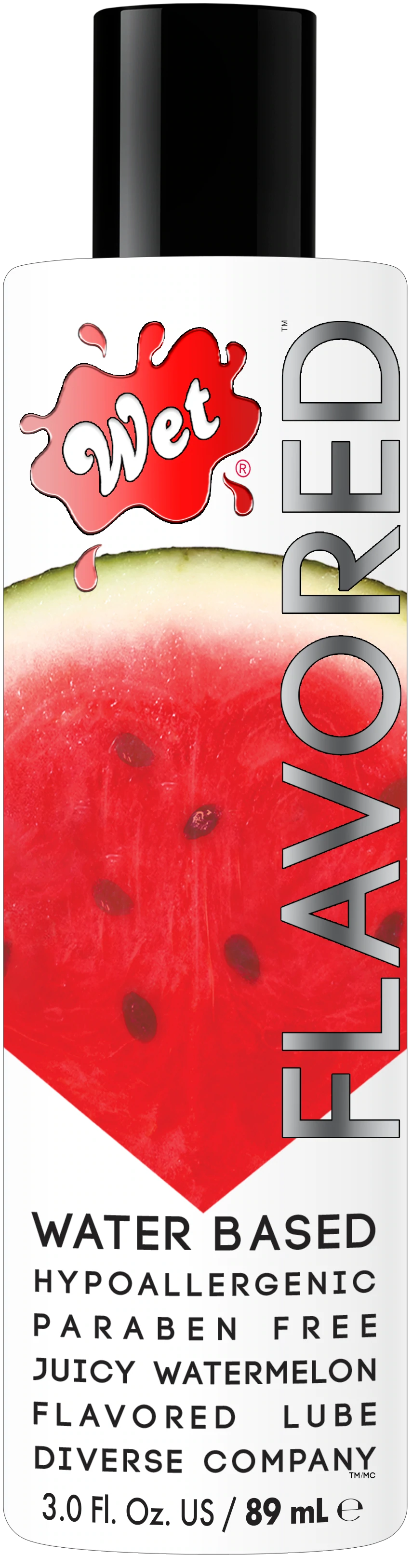 Wet Watermelon Flavored Water-Based Lubricant with watermelon image.